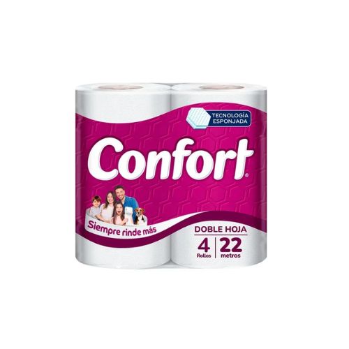 PAPEL HIGIENICO DOBLE HOJA CONFORT 22M 4 ROLLOS
