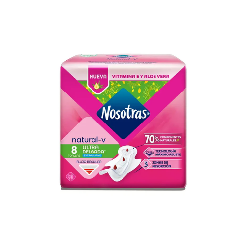 TOALLA HIGIENICA NOSOTRAS NATURAL-V ULTRADELGADA 8UN